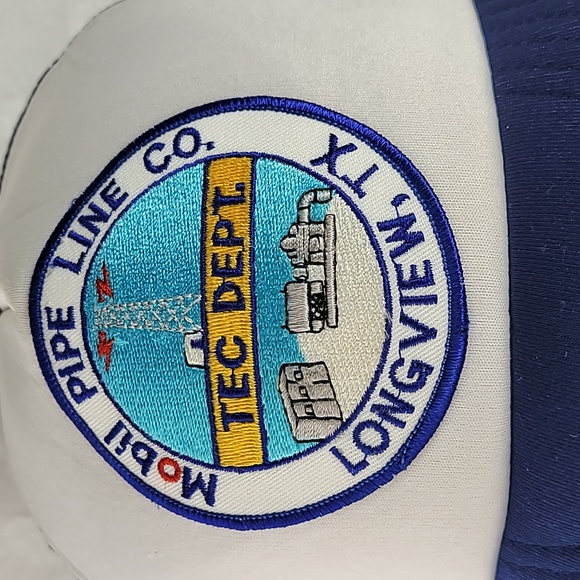 Vintage Mobil Pipeline Tec Dept Trucker Hat Blue/White - Picture 2 of 12